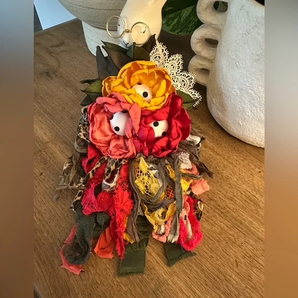 Colorful Fabric Flower Brooch - Picture 1 of 2